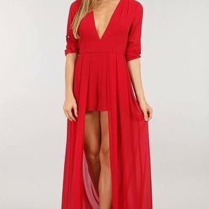 New with out tags: red high low romper